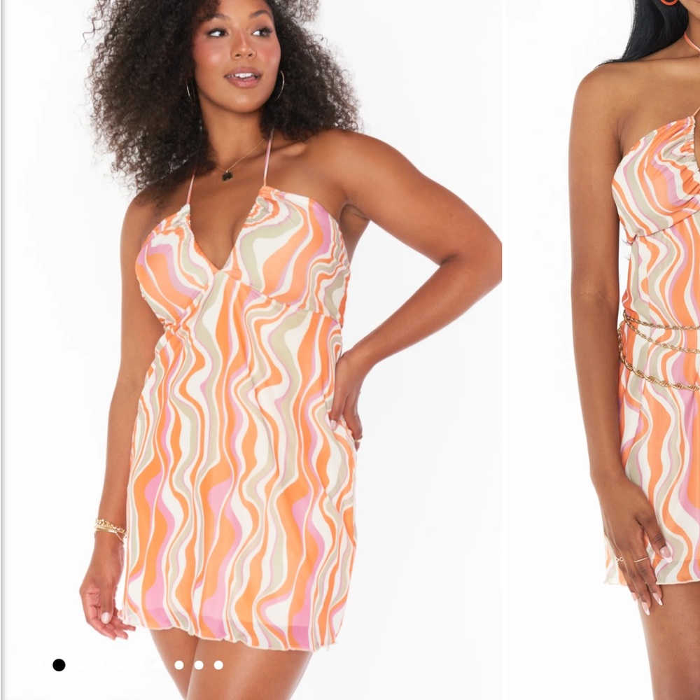 Show Me Your Mumu Outgoing Mini Dress in Wavy Stripe Print